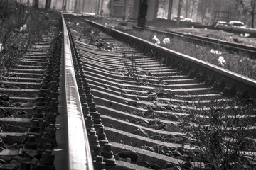 Black and white railway