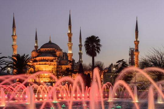 Fountain on Sultanahmet area in evening time