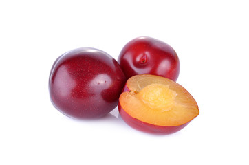 Fototapeta na wymiar fresh gulf ruby plum on white background