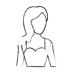 blurred silhouette faceless half body woman with side hairstyle
