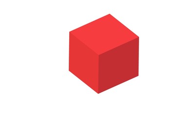 3D Red cube isolated on white background. red cube sign.