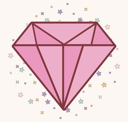 pink diamond icon over white background. colorful design. vector illustration