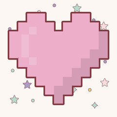 pixel heart icon over white background. colorful design. vector illustration