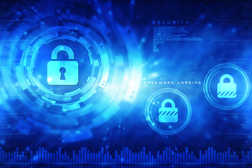 Obraz premium 2d illustration Safety concept: Closed Padlock on digital background