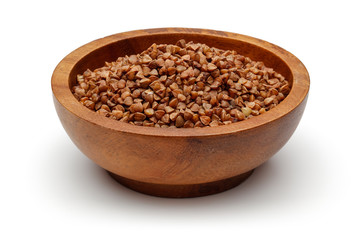 Buckwheat in wooden bowl