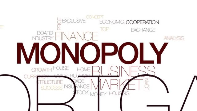 Monopoly animated word cloud, text design animation. Kinetic typography.