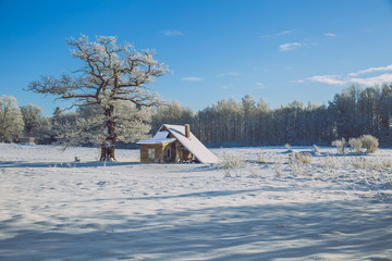 Cold winter in Latvia.