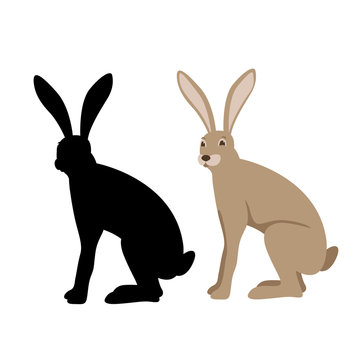 hare vector illustration style Flat silhouette