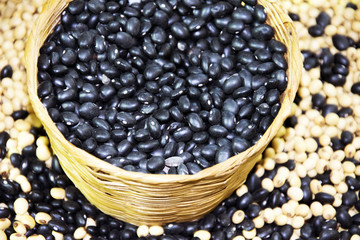 blackSoy bean in wicker basket