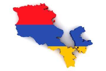 Map of Armenia in the national colors of the flag