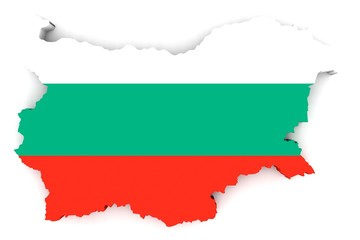Map of Bulgaria in the national colors of the flag