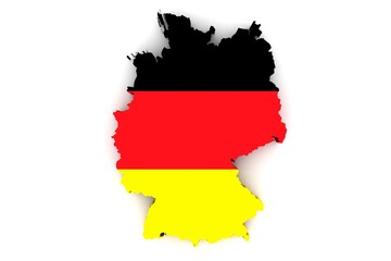 Map of Germany in the national colors of the flag