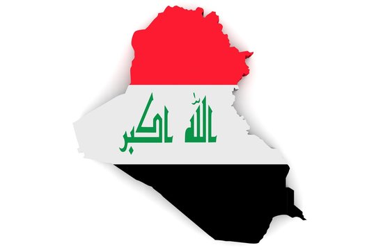 Map of Iraq in the national colors of the flag