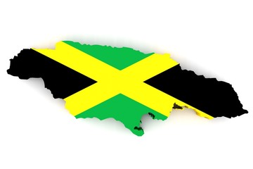 Map of Jamaica in the national colors of the flag