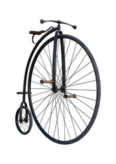 3D Rendering Old Fashioned Bicycle on White