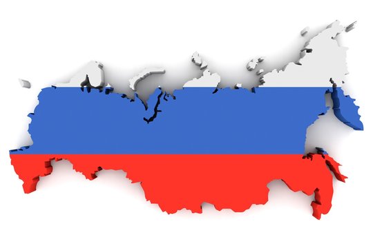 Russia map with flag of country