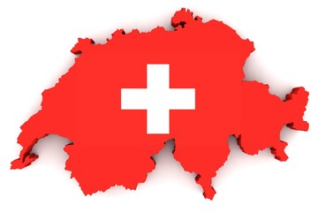 Map of Switzerland in the national colors of the flag