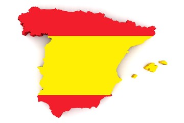 Obraz premium Map of Spain in the national colors of the flag