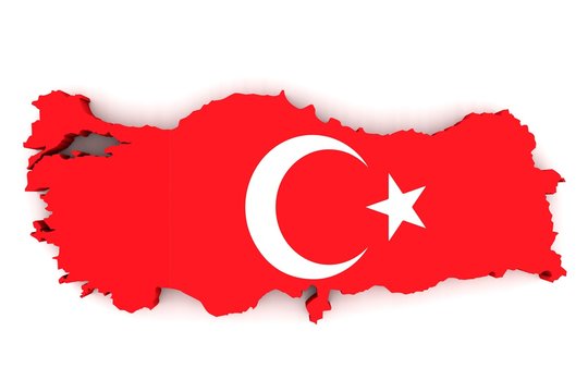 Map of Turkey in the national colors of the flag