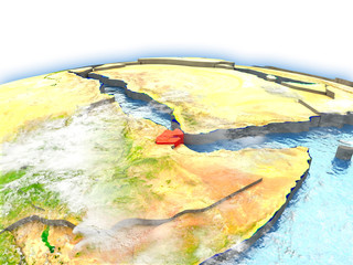 Djibouti on globe
