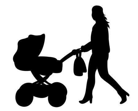 recommend clip art: silhouette girl with stroller