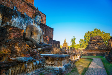 Wat Mahathat Temple in the precinct of Sukhothai Historical Park, a UNESCO World Heritage Site in Thailand