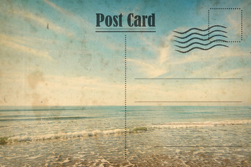 Vintage summer postcard. Ocean and sunny beach
