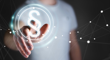 Businessman using law protection right 3D rendering