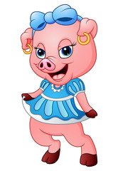 Cute pig cartoon posing 