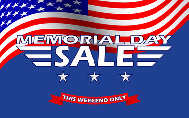 Memorial Day Sale banner template design. Memorial Day Sale background. Vector illustration.