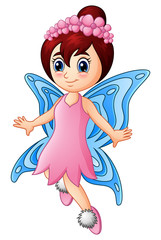 Cartoon little girl fairy butterfly