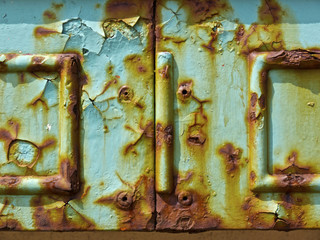 grunge; grungy; decay; old; aged; rust; rusty; paint; painted; teal; turquoise