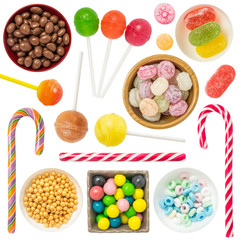 Colorful Candies and Sweets Isolated on White Background