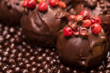 Beautiful chocolate sweets with airy rice