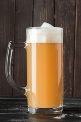 beer glass on a wooden background