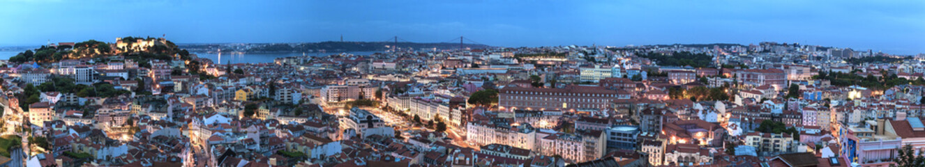 Fototapeta premium Panorama on Lisbon city with old architecture