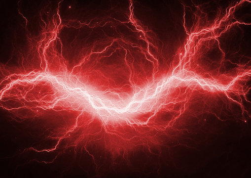 Red electric lightning - abstract electrical background