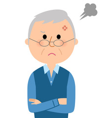 シニア男性　怒る