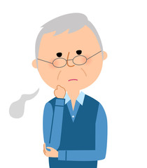シニア男性　ため息