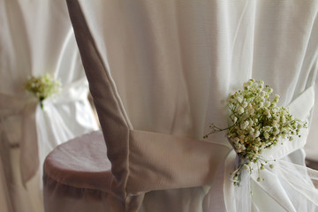 Wedding chair with Baby's-breath flowers