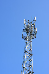 Antenna Tower of Communication on blue sky, Mobile phone antenna tower