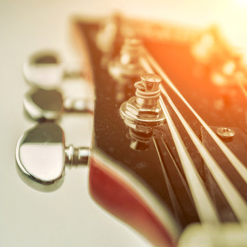 Rock guitar. Close-up view part of guitar, very popular musical