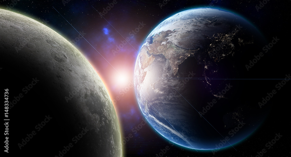 Canvas Prints views of earth from the moon surface. elements of this image furnished by nasa
