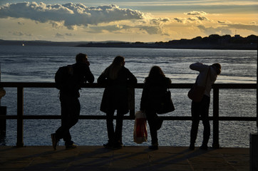 Friends in silhouette