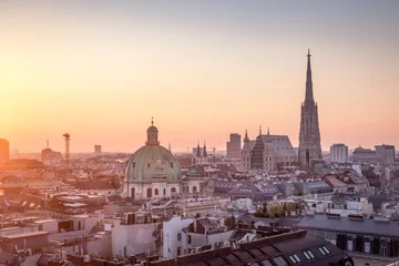 Foto op Plexiglas Skyline van Wenen met de Stephansdom, Wenen, Oostenrijk © mRGB