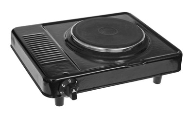Old  electric stove on white