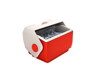 open refrigerator box red 3d render no shadow