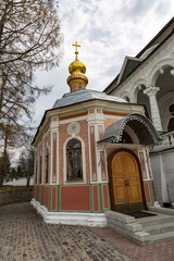 SERGIEV POSAD, RUSSIA - APRIL 26, 2017: Architecture of the ensemble of orthodox buildings of the...