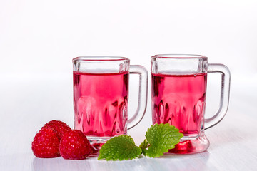 Liqueur of raspberry with fresh berries