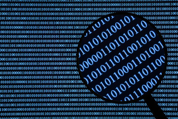 Binary code on computer screen. Hacker background.
